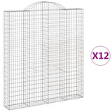 Arched Gabion Baskets 12 pcs 200x30x220/240 cm Galvanized Iron