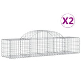 Paniers à gabions arqués 2 pcs 200x50x40/60 cm fer galvanisé