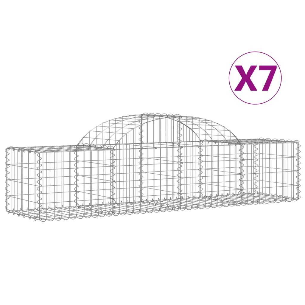 Paniers à gabions arqués 7 pcs 200x50x40/60 cm fer galvanisé