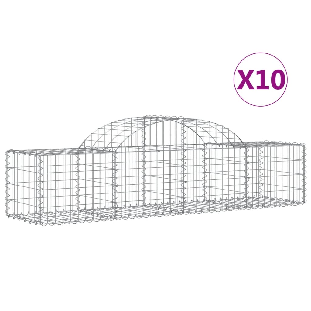 Paniers à gabions arqués 10 pcs 200x50x40/60 cm fer galvanisé