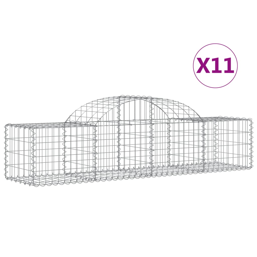 Arched Gabion Baskets 11 pcs 200x50x40/60 cm Galvanized Iron