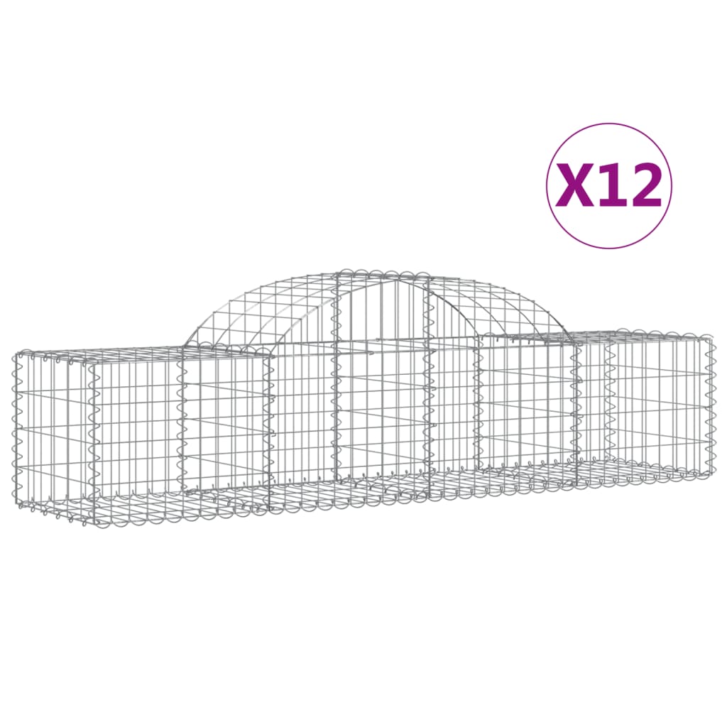 Arched Gabion Baskets 12 pcs 200x50x40/60 cm Galvanized Iron