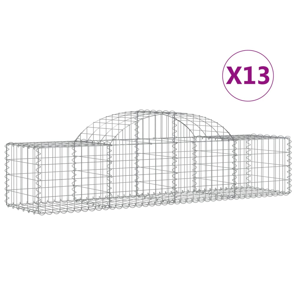 Paniers à gabions arqués 13 pcs 200x50x40/60 cm fer galvanisé