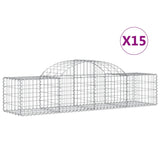 Paniers à gabions arqués 15 pcs 200x50x40/60 cm fer galvanisé