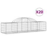 Paniers à gabions arqués 20 pcs 200x50x40/60 cm fer galvanisé