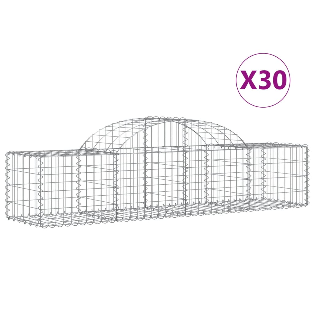 Paniers à gabions arqués 30 pcs 200x50x40/60 cm fer galvanisé