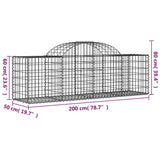 Paniers à gabions arqués 2 pcs 200x50x60/80 cm Fer galvanisé