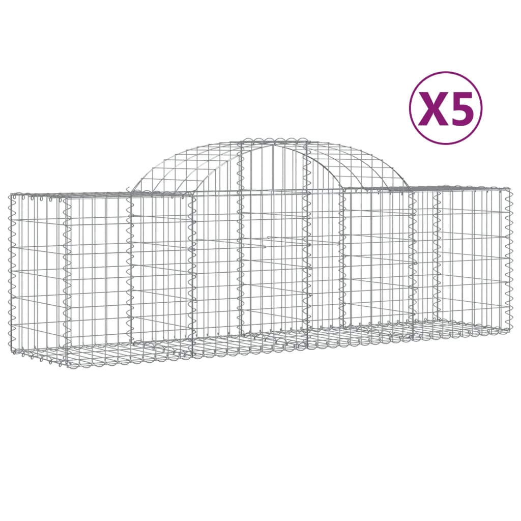 Paniers à gabions arqués 5 pcs 200x50x60/80 cm Fer galvanisé