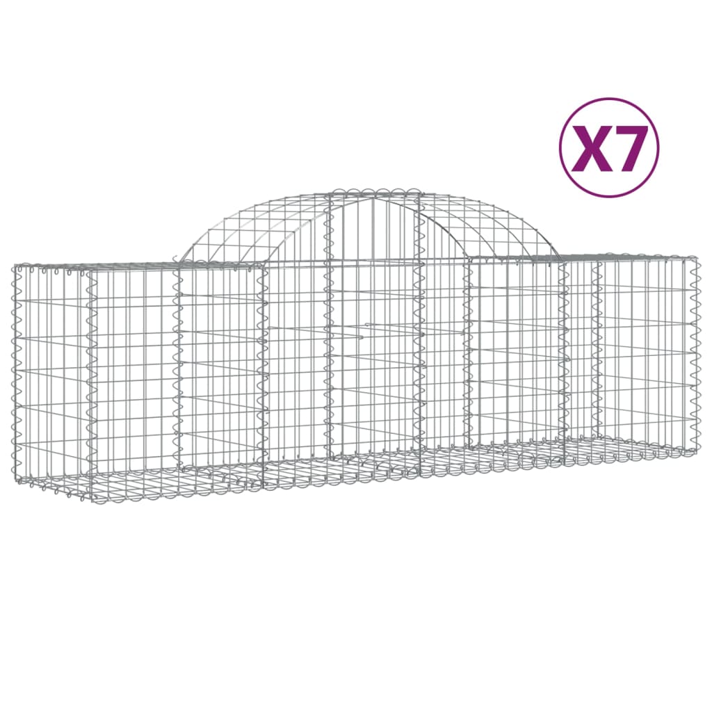 Paniers à gabions arqués 7 pcs 200x50x60/80 cm Fer galvanisé