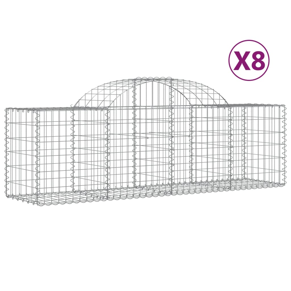 Paniers à gabions arqués 8 pcs 200x50x60/80 cm Fer galvanisé