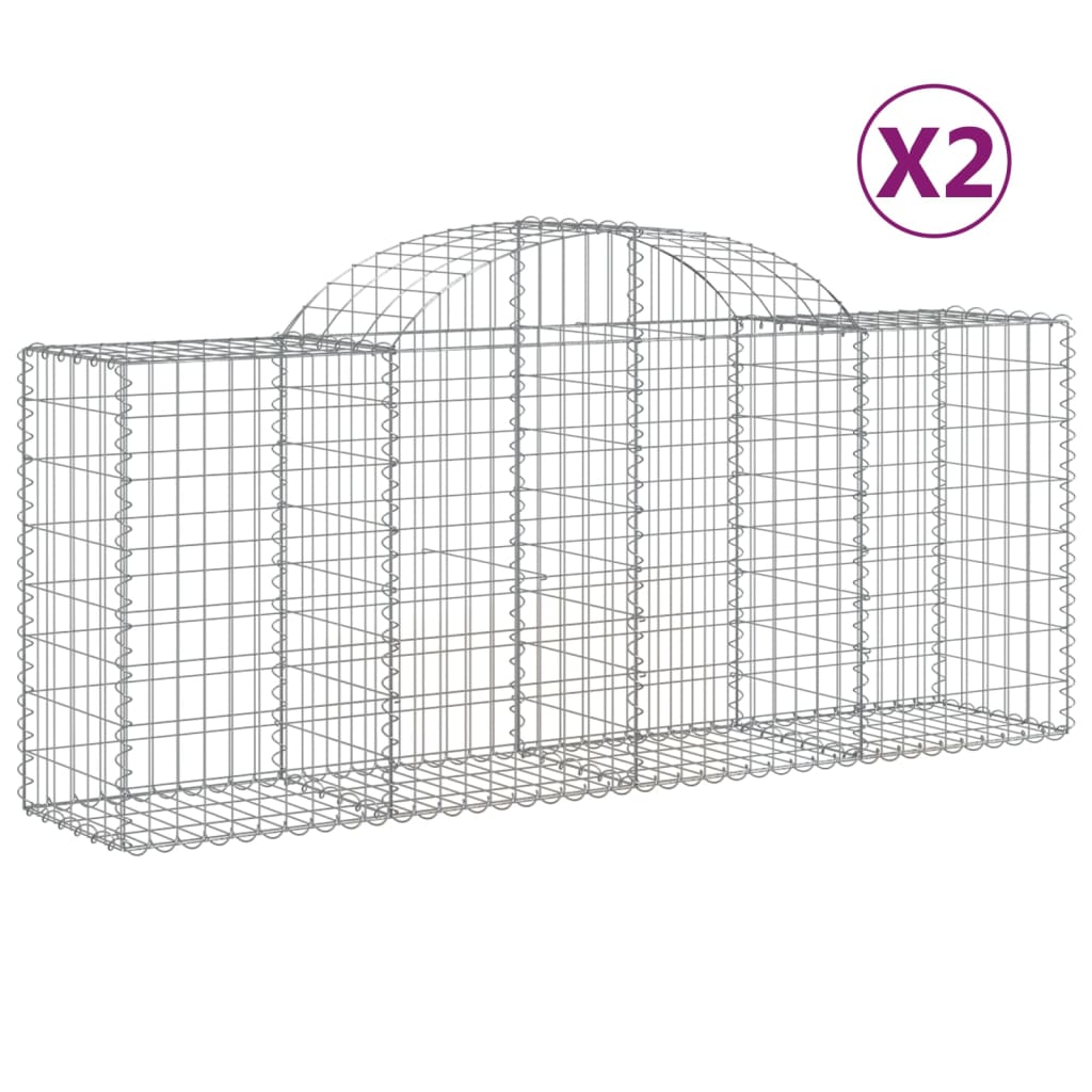 Paniers à gabions arqués 2 pcs 200x50x80/100 cm Fer galvanisé