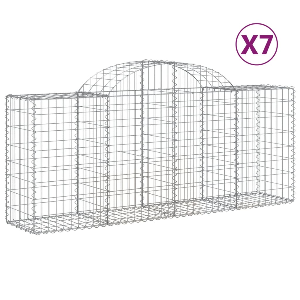 Paniers à gabions arqués 7 pcs 200x50x80/100 cm Fer galvanisé