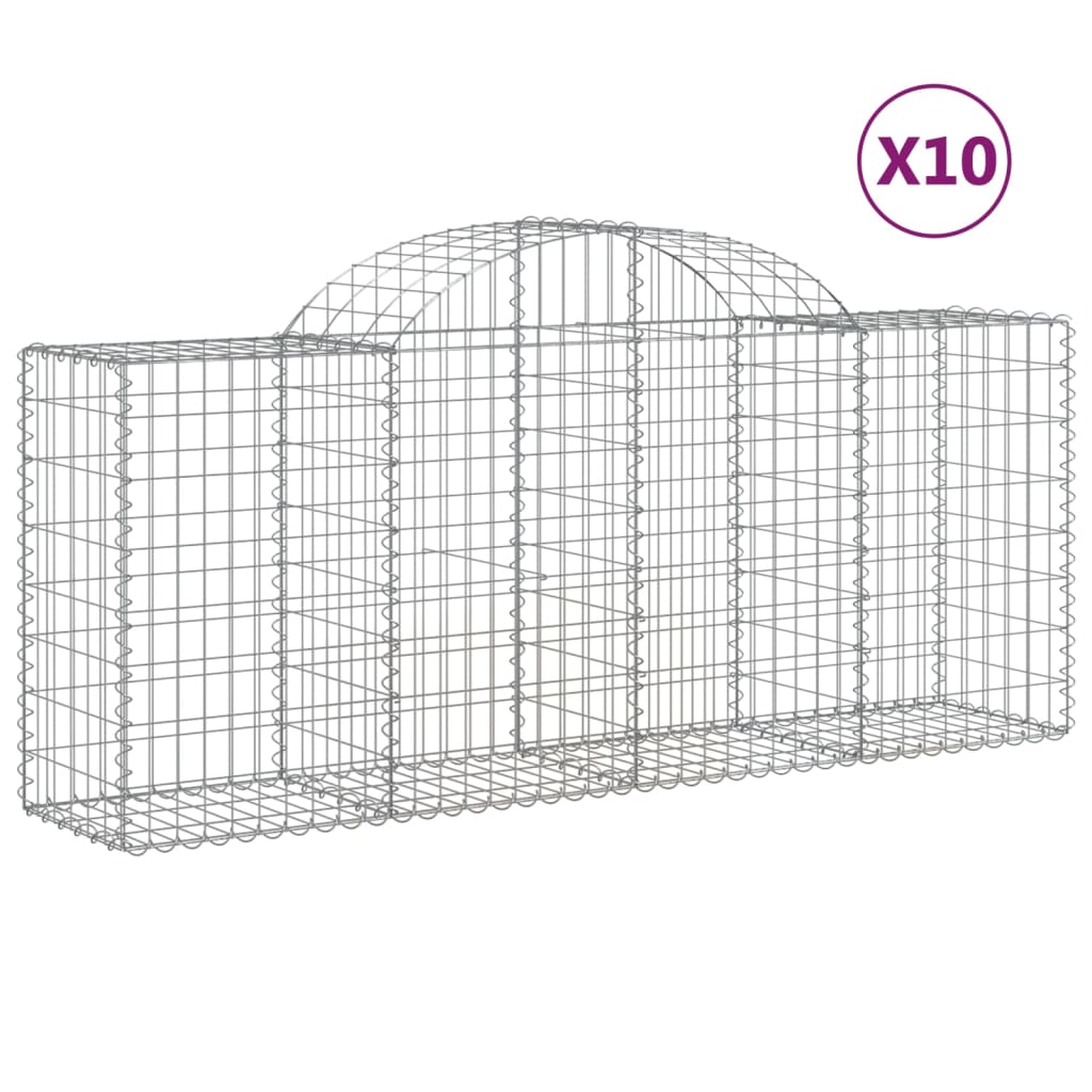 Paniers à gabions arqués 10 pcs 200x50x80/100 cm Fer galvanisé