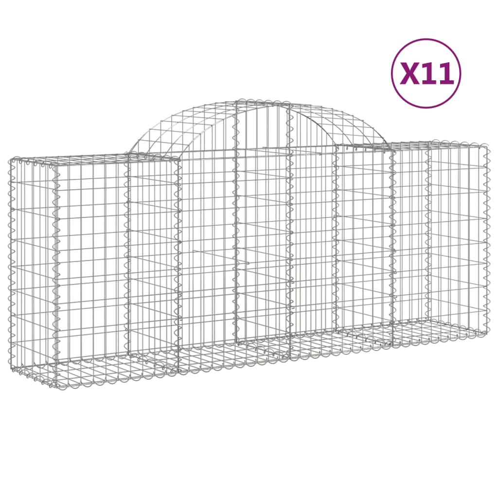 Arched Gabion Baskets 11 pcs 200x50x80/100 cm Galvanized Iron