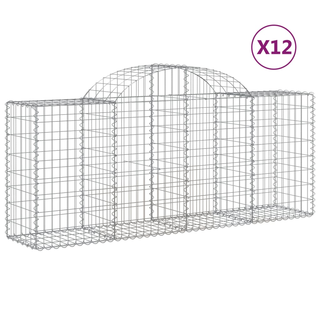 Arched Gabion Baskets 12 pcs 200x50x80/100 cm Galvanized Iron