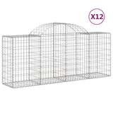 Arched Gabion Baskets 12 pcs 200x50x80/100 cm Galvanized Iron