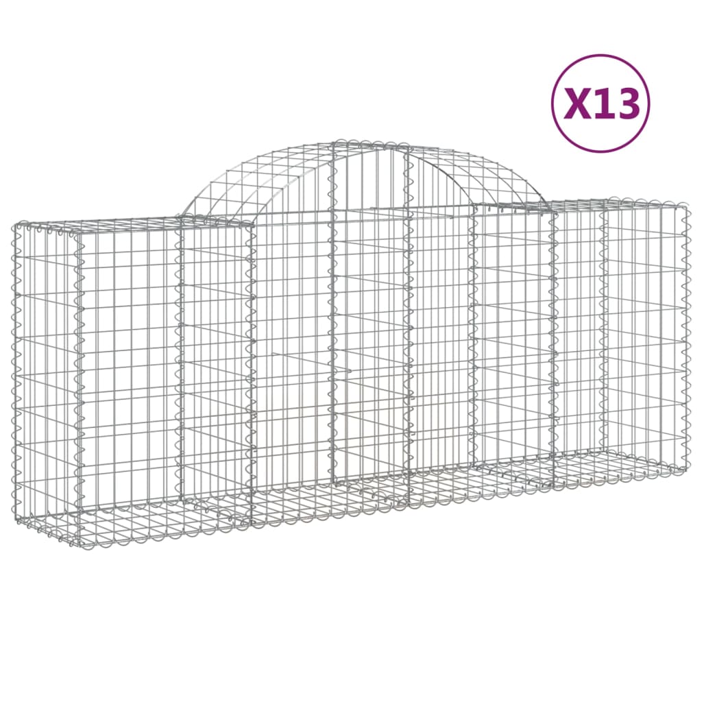 Paniers à gabions arqués 13 pcs 200x50x80/100 cm Fer galvanisé