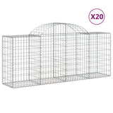 Paniers à gabions arqués 20 pcs 200x50x80/100 cm Fer galvanisé