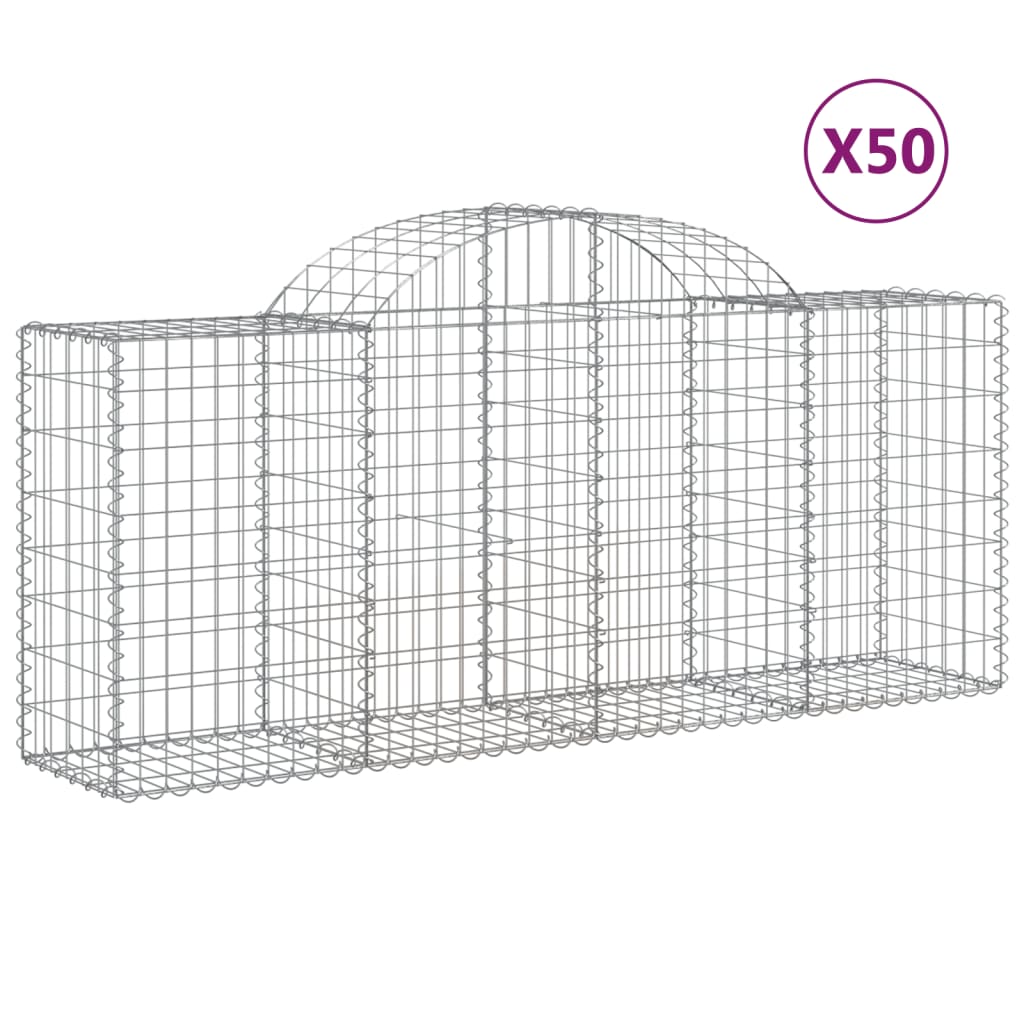 Paniers à gabions arqués 50 pcs 200x50x80/100 cm Fer galvanisé