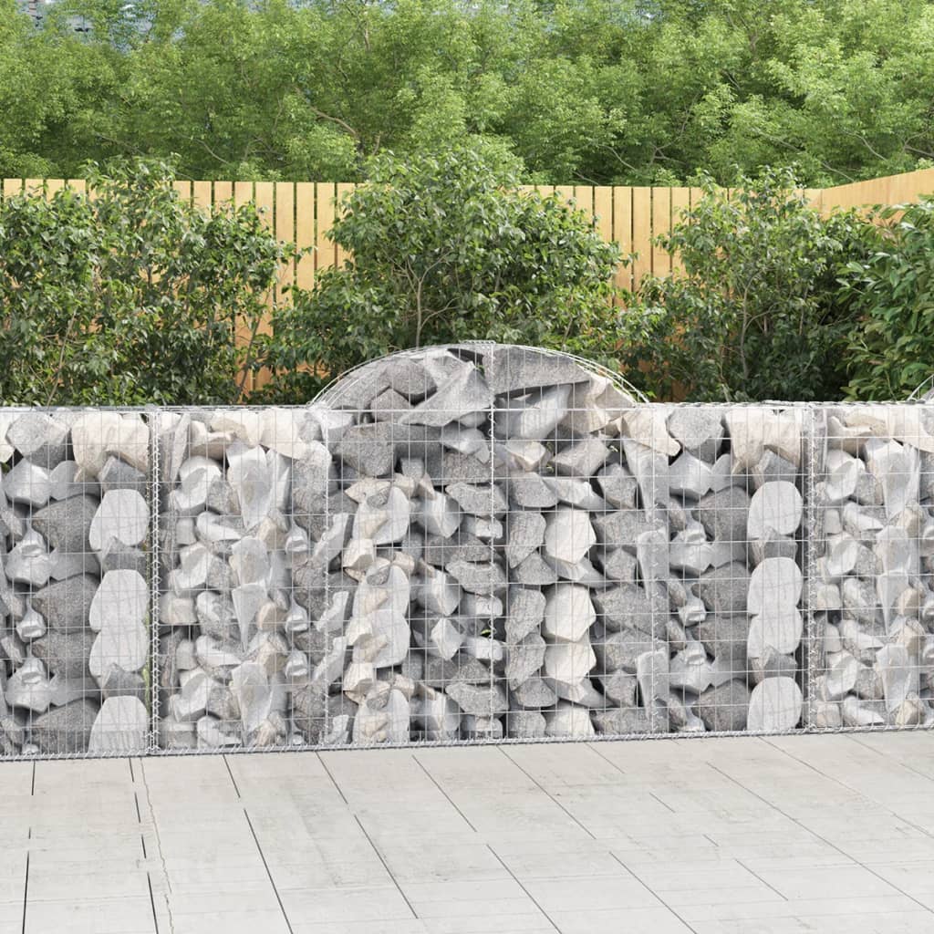 Paniers à gabions arqués 2 pcs 200x50x100/120 cm fer galvanisé