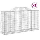 Paniers à gabions arqués 3 pcs 200x50x100/120 cm fer galvanisé