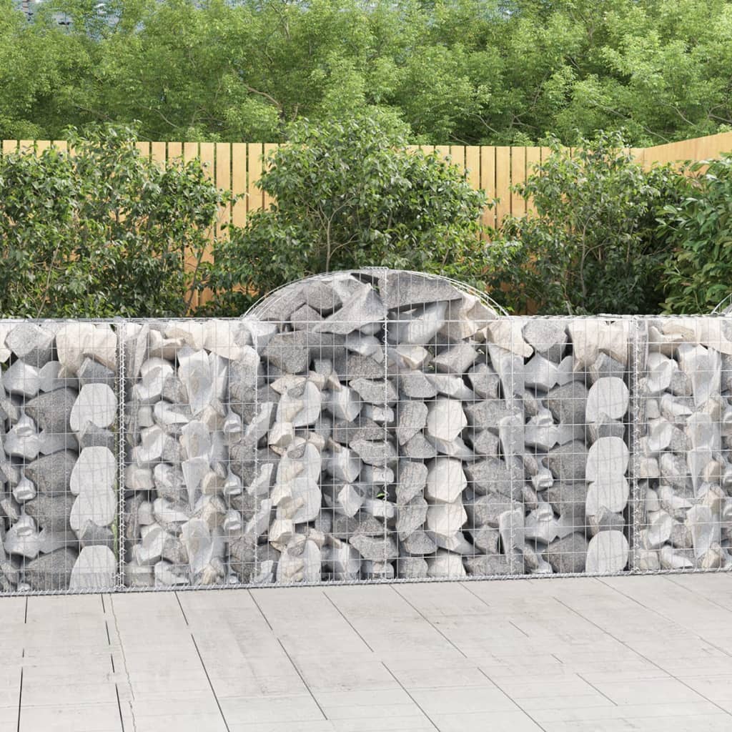 Paniers à gabions arqués 5 pcs 200x50x100/120 cm fer galvanisé