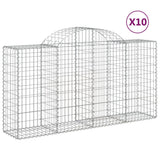 Paniers à gabions arqués 10 pcs 200x50x100/120 cm fer galvanisé