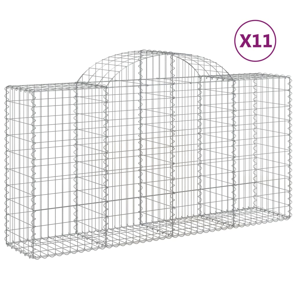 Arched Gabion Baskets 11 pcs 200x50x100/120 cm Galvanized Iron