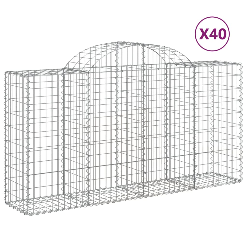 Paniers à gabions arqués 40 pcs 200x50x100/120 cm fer galvanisé