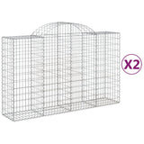 Paniers à gabions arqués 2 pcs 200x50x120/140 cm Fer galvanisé