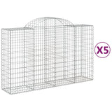 Paniers à gabions arqués 5 pcs 200x50x120/140 cm Fer galvanisé