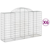 Paniers à gabions arqués 6 pcs 200x50x120/140 cm Fer galvanisé