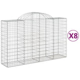 Paniers à gabions arqués 8 pcs 200x50x120/140 cm Fer galvanisé