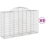 Paniers à gabions arqués 9 pcs 200x50x120/140 cm Fer galvanisé