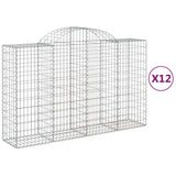 Arched Gabion Baskets 12 pcs 200x50x120/140 cm Galvanized Iron