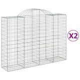 Paniers à gabions arqués 2 pcs 200x50x140/160 cm Fer galvanisé