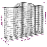 Paniers à gabions arqués 2 pcs 200x50x140/160 cm Fer galvanisé