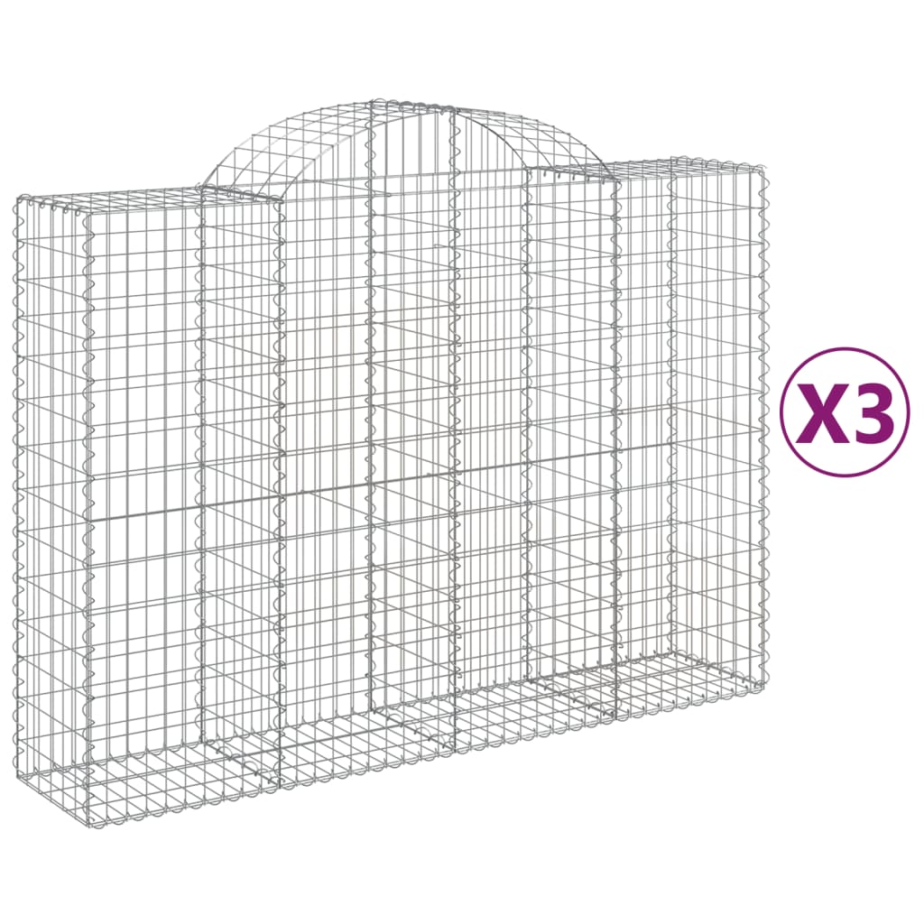 Paniers à gabions arqués 3 pcs 200x50x140/160 cm Fer galvanisé