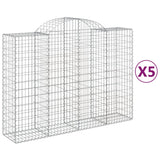 Paniers à gabions arqués 5 pcs 200x50x140/160 cm Fer galvanisé