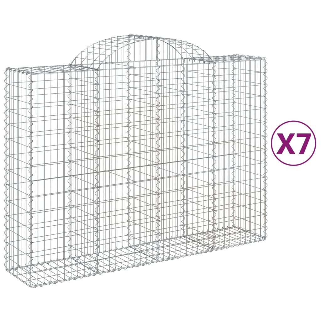 Paniers à gabions arqués 7 pcs 200x50x140/160 cm Fer galvanisé