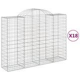 Paniers à gabions arqués 18 pcs 200x50x140/160 cm Fer galvanisé