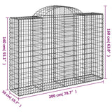 Paniers à gabions arqués 18 pcs 200x50x140/160 cm Fer galvanisé