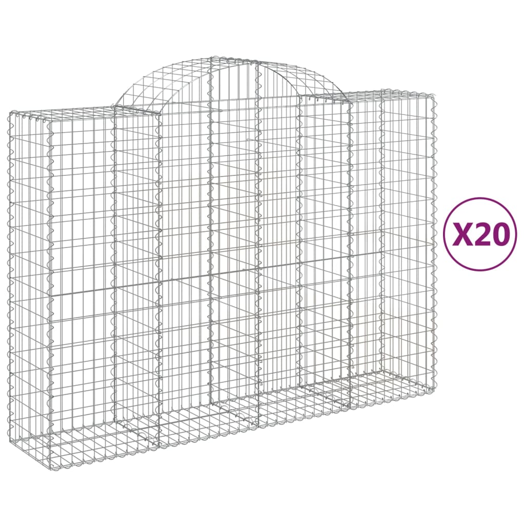 Paniers à gabions arqués 20 pcs 200x50x140/160 cm Fer galvanisé