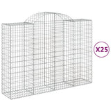 Paniers à gabions arqués 25 pcs 200x50x140/160 cm Fer galvanisé