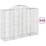 Paniers à gabions arqués 30 pcs 200x50x140/160 cm Fer galvanisé