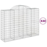 Paniers à gabions arqués 40 pcs 200x50x140/160 cm Fer galvanisé