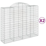 Paniers à gabions arqués 2 pcs 200x50x160/180 cm Fer galvanisé