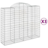 Paniers à gabions arqués 3 pcs 200x50x160/180 cm Fer galvanisé