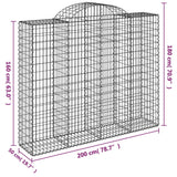 Paniers à gabions arqués 5 pcs 200x50x160/180 cm Fer galvanisé