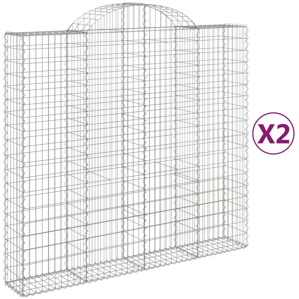 Paniers à gabions arqués 2 pcs 200x50x180/200 cm Fer galvanisé